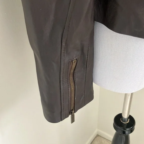 Arden B brown leather moto jacket coat medium - Picture 6 of 13